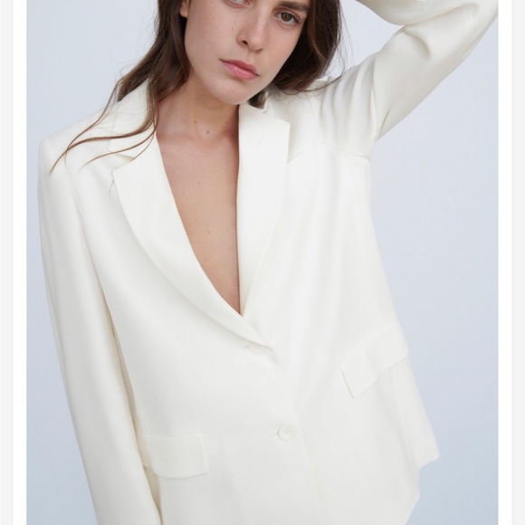 COPY - Zara Limited Edition Oyster White Flowing Blazer Size XS 8344 583 251 - Picture 14 of 15